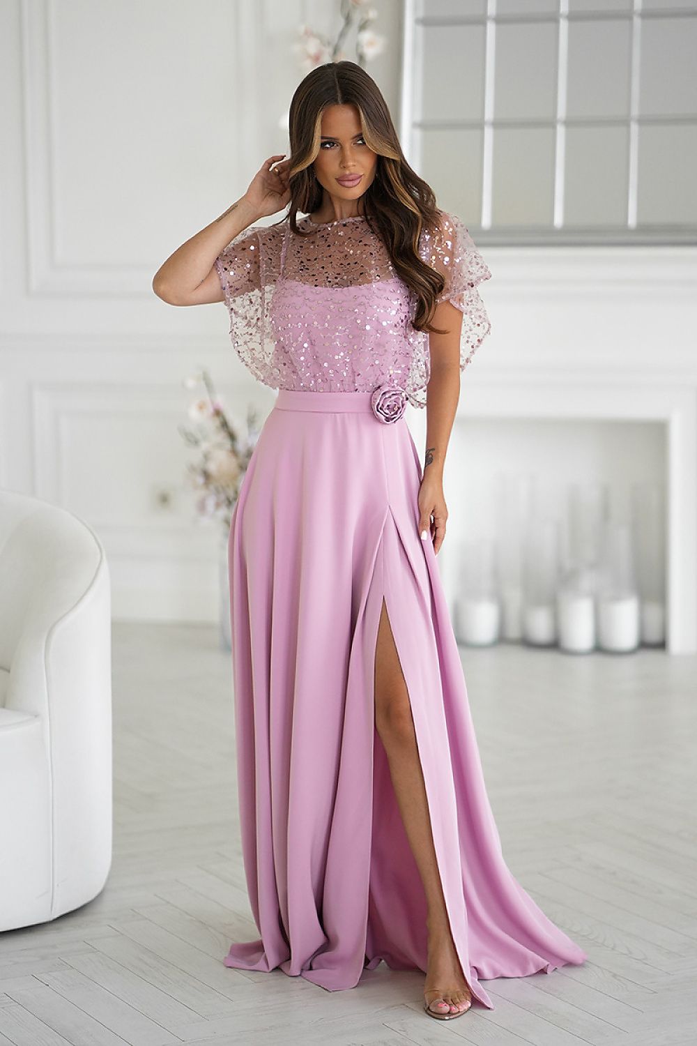 Long dress model 219685 Bicotone - ELEMODA