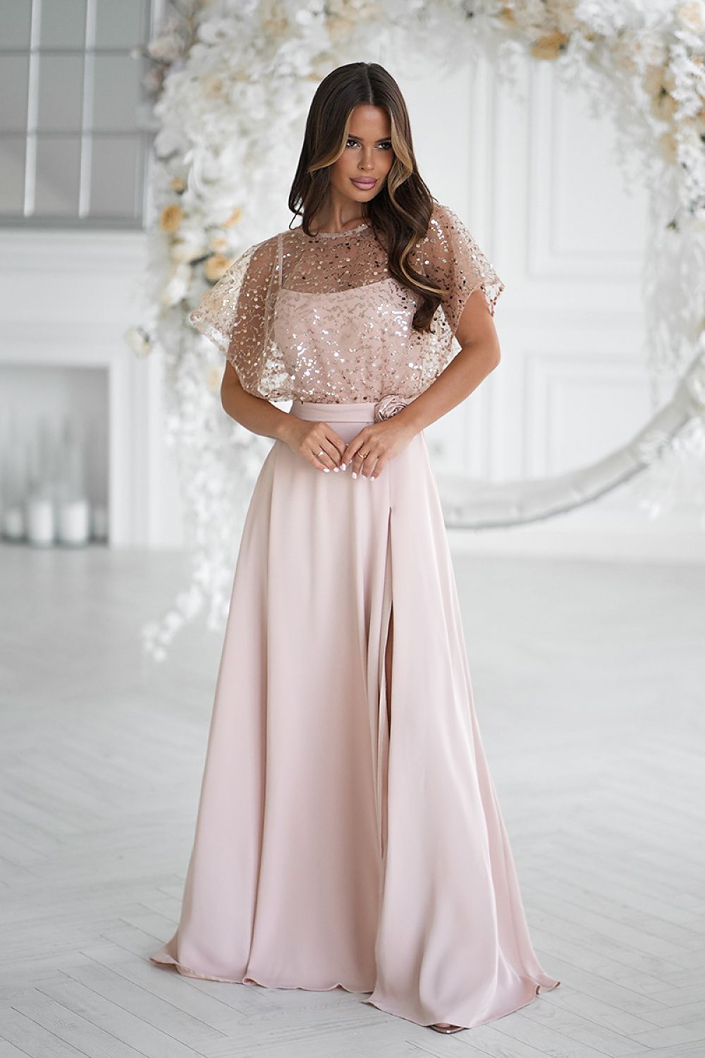 Long dress model 219685 Bicotone - ELEMODA