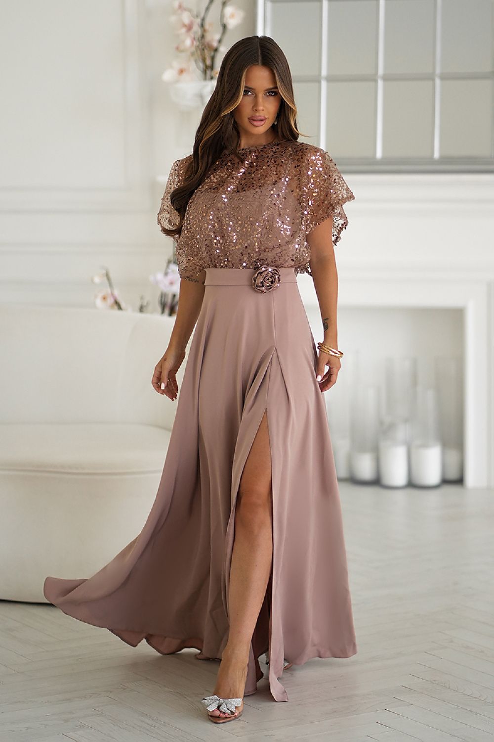 Long dress model 219685 Bicotone - ELEMODA