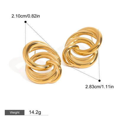 18K gold ring - shaped interlocking earrings with simple personality - ELEMODA