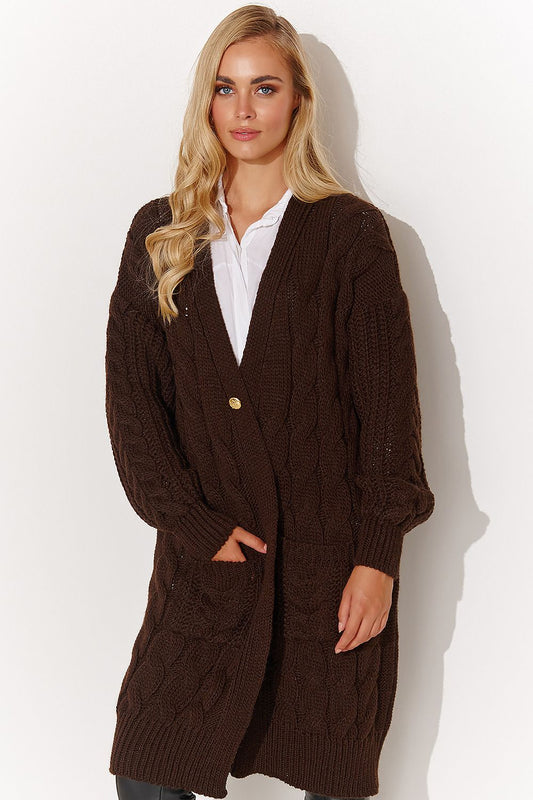 Cardigan model 184391 Makadamia - ELEMODA
