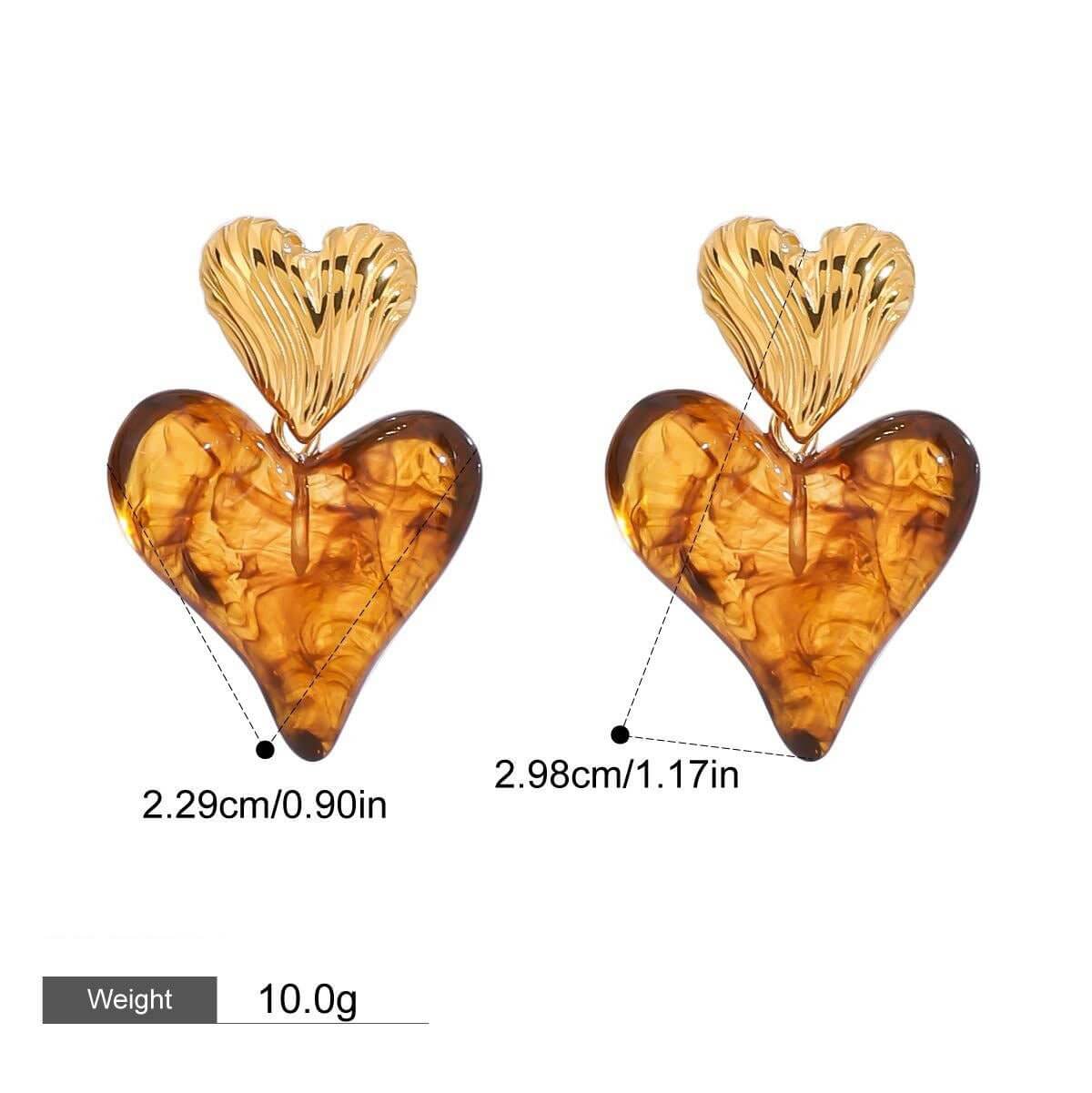 18K gold heart - shaped design light luxury noble earrings - ELEMODA