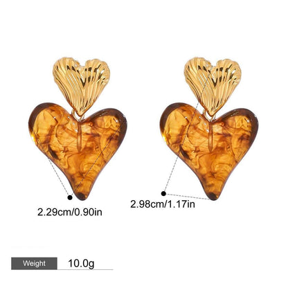 18K gold heart - shaped design light luxury noble earrings - ELEMODA