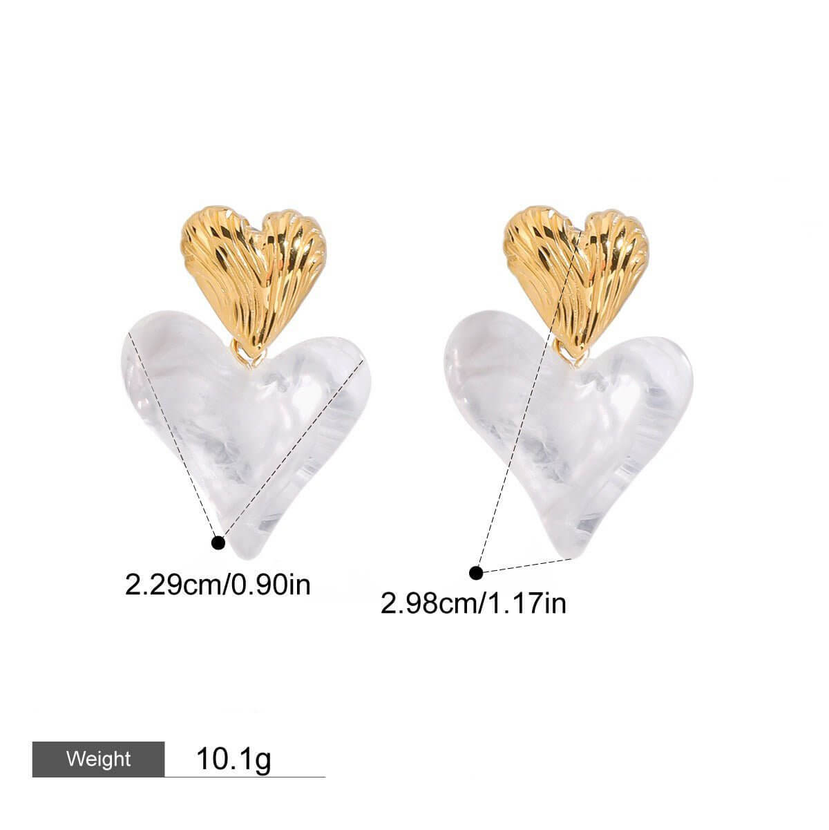 18K gold heart - shaped design light luxury noble earrings - ELEMODA