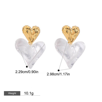 18K gold heart - shaped design light luxury noble earrings - ELEMODA