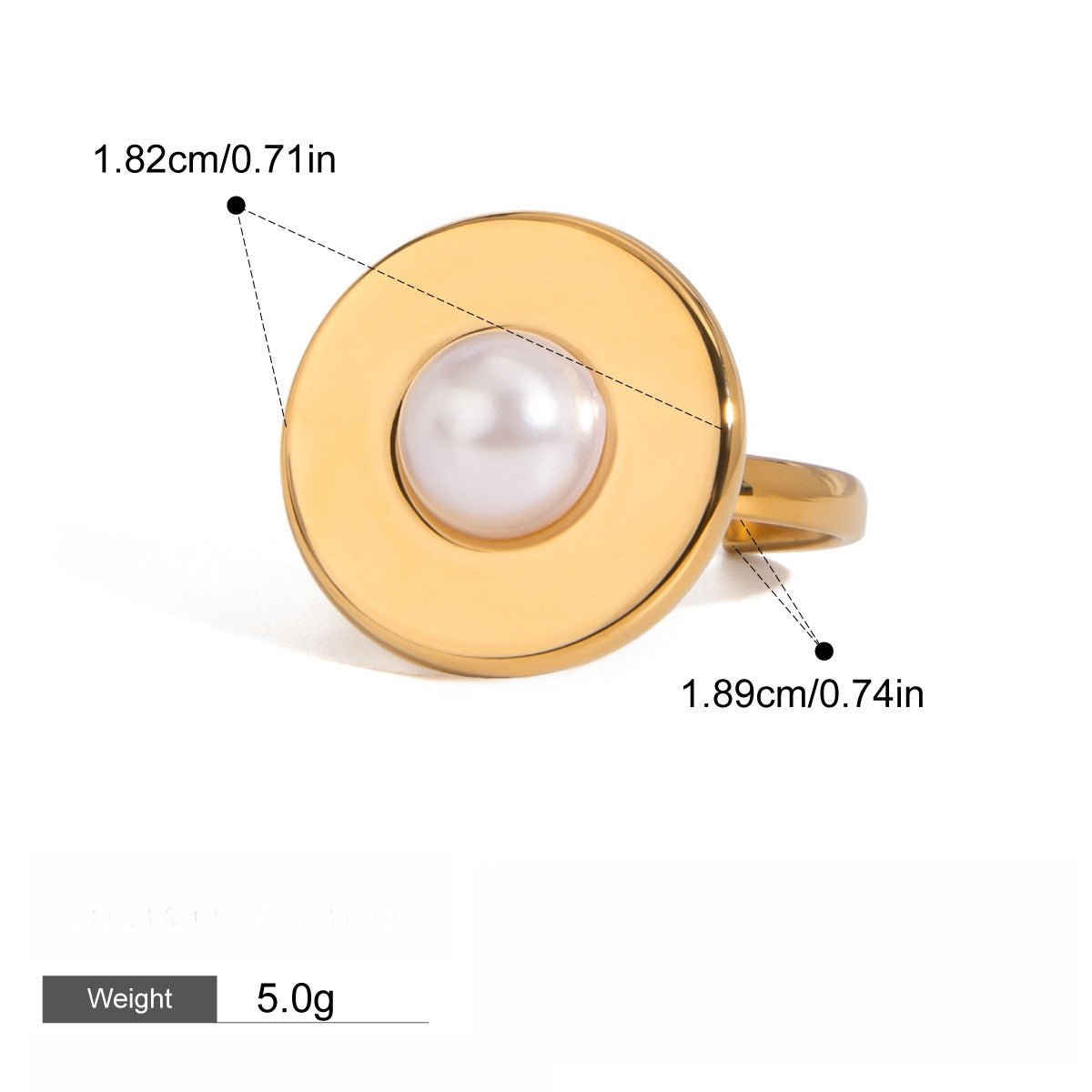 18k gold titanium steel pearl ring - ELEMODA