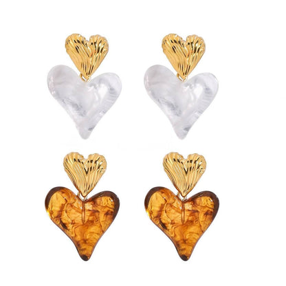 18K gold heart - shaped design light luxury noble earrings - ELEMODA
