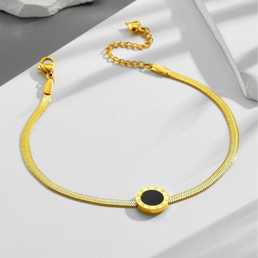 18K gold light luxury exquisite Roman numeral bracelet - ELEMODA