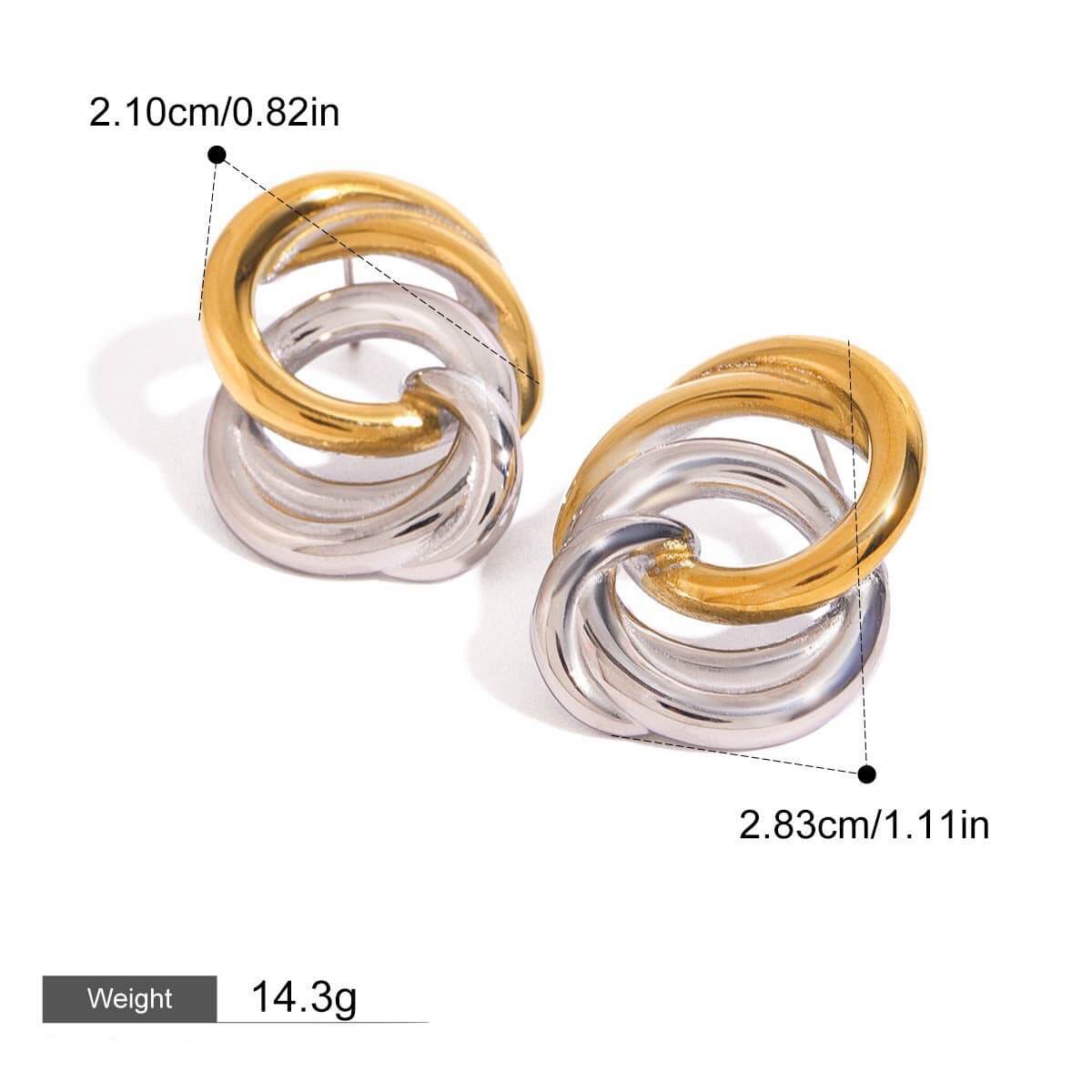 18K gold ring - shaped interlocking earrings with simple personality - ELEMODA