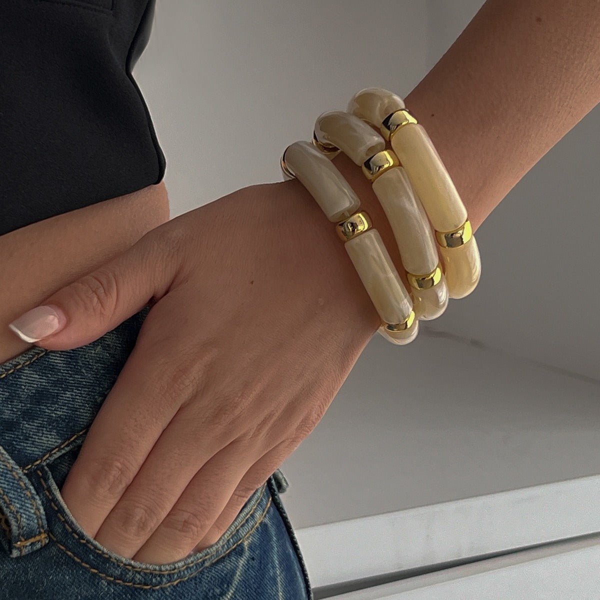 Light luxury ins style beaded bamboo bracelet - ELEMODA